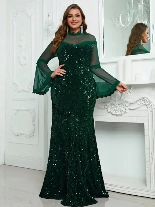 Женские вечерние платья с блестками, сетчатые Лоскутные Платья с длинным рукавом, элегантные женские платья больших размеров, 2023
Женские вечерние платья с блестками, сетчатые Лоскутные Платья с длинным рукавом, элегантные женские платья больших размеров, 2023