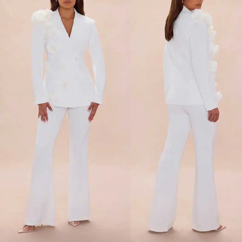 Fashion Hand Made Flowers Women's Suits Long Sleeve Peaked Lapel Pant Sets Plus Size Banquet Party Customized 2 Pieces
Fashion Hand Made Flowers Women's Suits Long Sleeve Peaked Lapel Pant Sets Plus Size Banquet Party Customized 2 Pieces