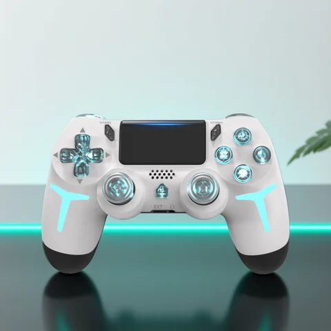 Gam ninja rgb luz controlador de jogo sem fio para ps4 ps3 console computador pc led bluetooth gamepad 6 eixos giroscópio dupla vibração