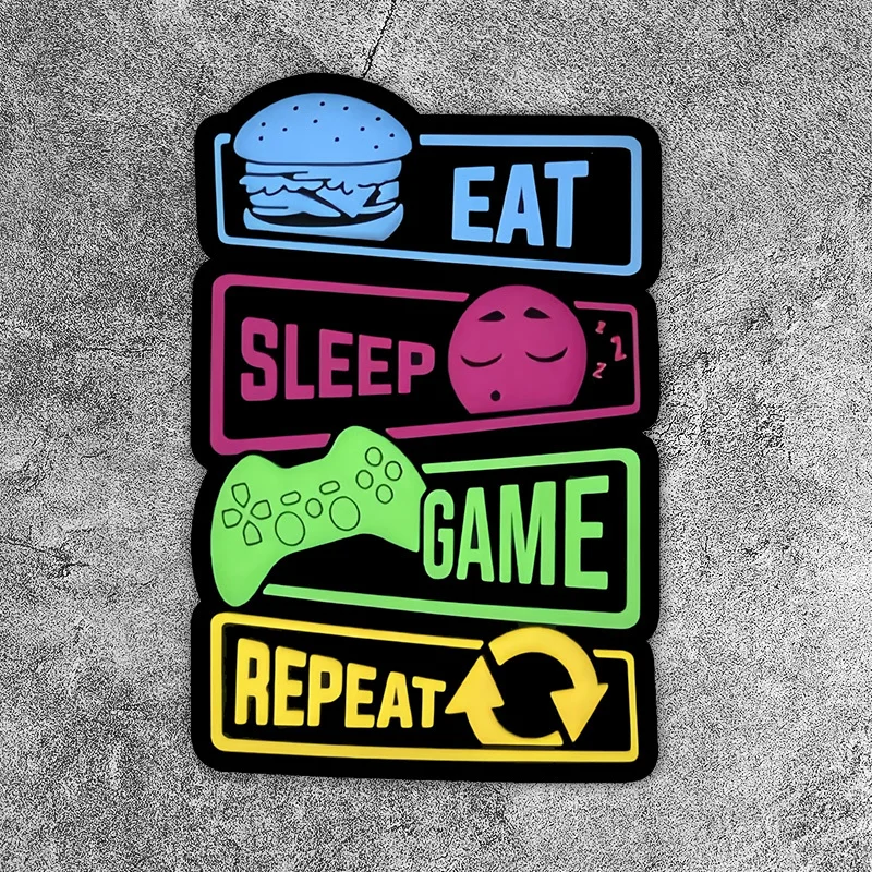 1Pc 2D Flat Eat Sleep Game Repeat Vinyl Sticker, Waterproof Sunproof Decal for Motorcycle Helmet Car Body Laptop Mug Decor
1Pc 2D Flat Eat Sleep Game Repeat Vinyl Sticker, Waterproof Sunproof Decal for Motorcycle Helmet Car Body Laptop Mug Decor