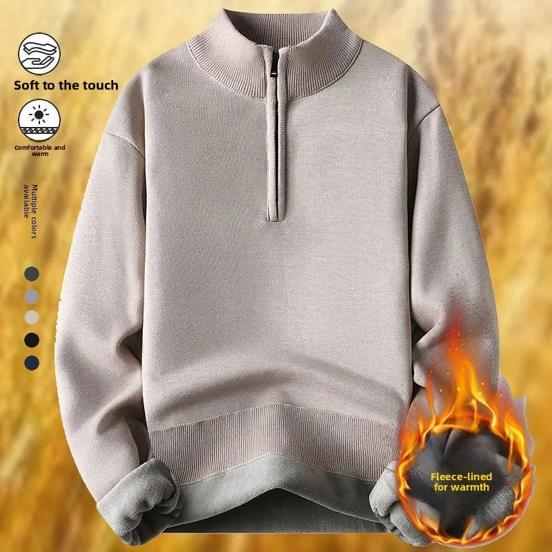 Mens Quarter Zip Classic Solid Knitwear All-in-one Fleece Thermal Lining Shirt Sweaters Warm Sweatshirt Simple Thickened Sweater
Mens Quarter Zip Classic Solid Knitwear All-in-one Fleece Thermal Lining Shirt Sweaters Warm Sweatshirt Simple Thickened Sweater