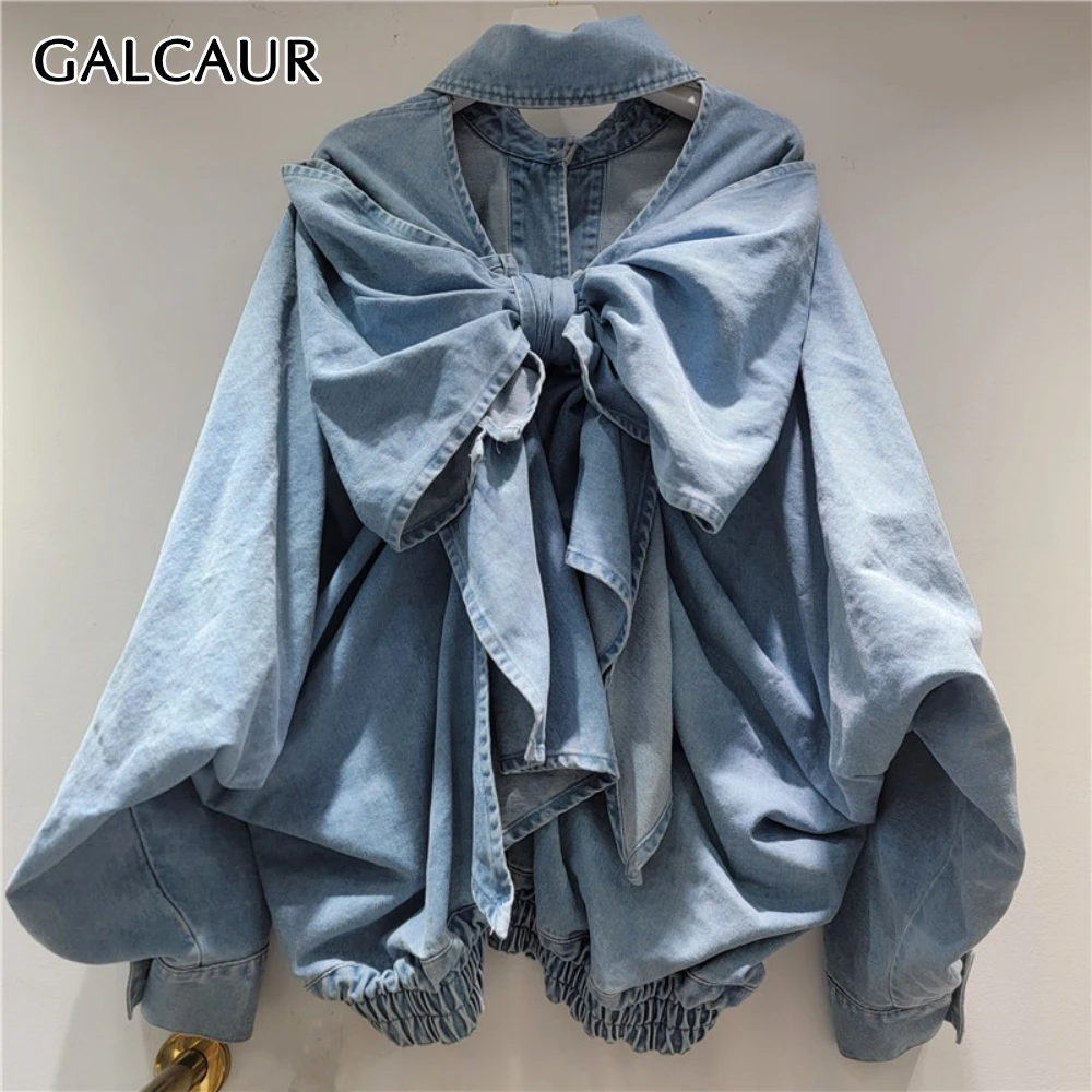 GALCAUR Blue Spliced 3D Bow Basics Jacket Female Lapel Long Sleeve Loose Irregular Design Women's Jackets Summer Fashion Style
GALCAUR Blue Spliced 3D Bow Basics Jacket Female Lapel Long Sleeve Loose Irregular Design Women's Jackets Summer Fashion Style