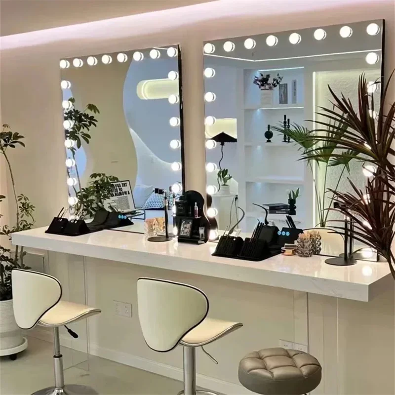 Double professional makeup mirror table with lamp wedding dress shop dress hall beauty salon studio commercial
Double professional makeup mirror table with lamp wedding dress shop dress hall beauty salon studio commercial