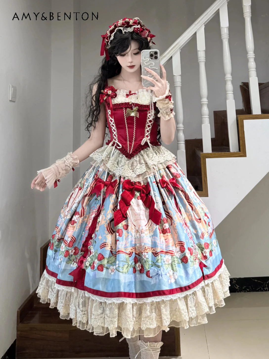 Elegant Ballet Style Lolita Retro Printed Sets High End Satin Strap Waist Cincher Top High Waist Tutu Skirt Two-Piece Set Women
Elegant Ballet Style Lolita Retro Printed Sets High End Satin Strap Waist Cincher Top High Waist Tutu Skirt Two-Piece Set Women