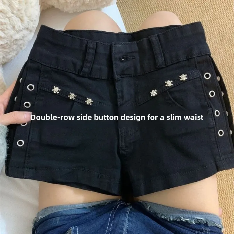 Summer Slimming New Style Rivet Denim Super Short Jeans Women's Tight High Waist Casual Versatile A-Line Wrap Hot Pants
Summer Slimming New Style Rivet Denim Super Short Jeans Women's Tight High Waist Casual Versatile A-Line Wrap Hot Pants