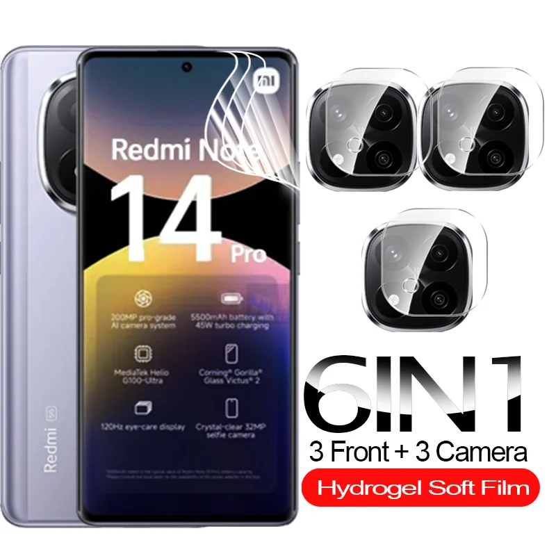 6In1 Hydrogel Film For Redmi Note 14 Pro 4G 5G Screen Protector For Xiaomi Redmi Note14 Note 14Pro Note14Pro Plus Camera Glass
6In1 Hydrogel Film For Redmi Note 14 Pro 4G 5G Screen Protector For Xiaomi Redmi Note14 Note 14Pro Note14Pro Plus Camera Glass
