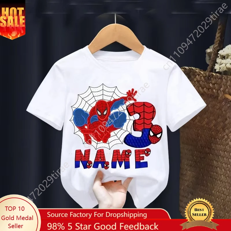 Marvel Summer Marvel Spiderman Girl Birthday Short Sleeve Shirt Spider-Man Personalize Name Birthday Clothes Cosplay
Marvel Summer Marvel Spiderman Girl Birthday Short Sleeve Shirt Spider-Man Personalize Name Birthday Clothes Cosplay