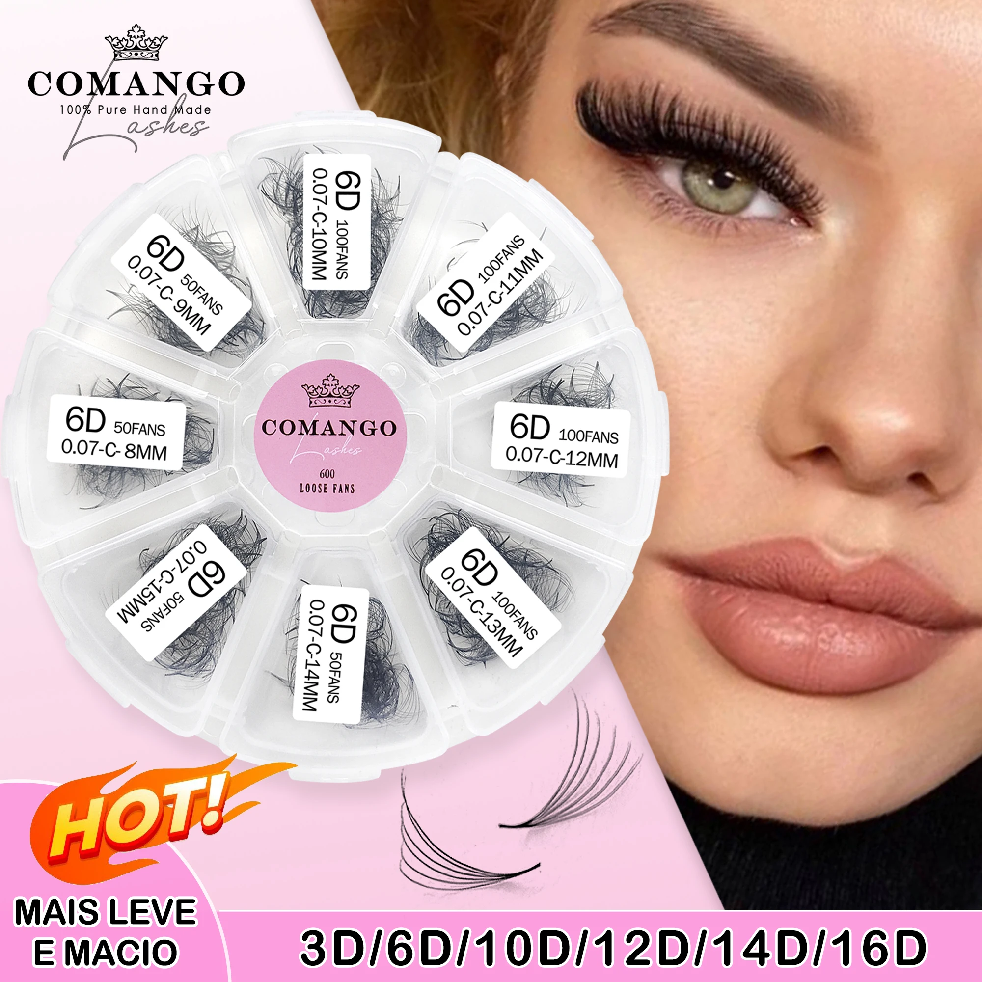 CoMango 600Fans Loose fan Lashes Eyelash Extensions 3D-16D Pointy Base Promade Medium Stem sharp Thin Russian Volume Lash
CoMango 600Fans Loose fan Lashes Eyelash Extensions 3D-16D Pointy Base Promade Medium Stem sharp Thin Russian Volume Lash