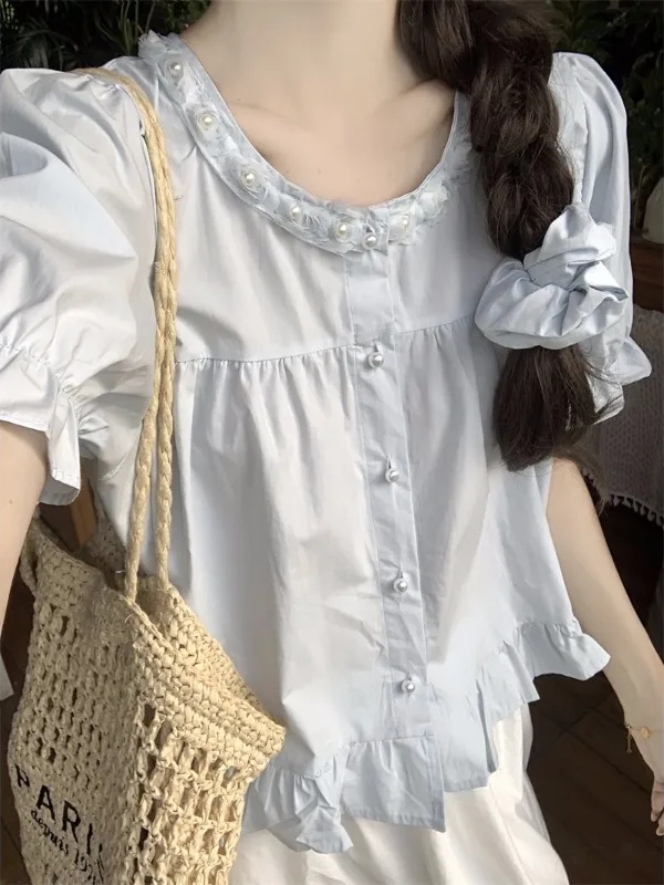 Модная женская летняя рубашка с коротким рукавом и цветочным принтом, новый стиль, универсальный топ с кружевным подолом для полных женщин, омолаживающий образ
Модная женская летняя рубашка с коротким рукавом и цветочным принтом, новый стиль, универсальный топ с кружевным подолом для полных женщин, омолаживающий образ