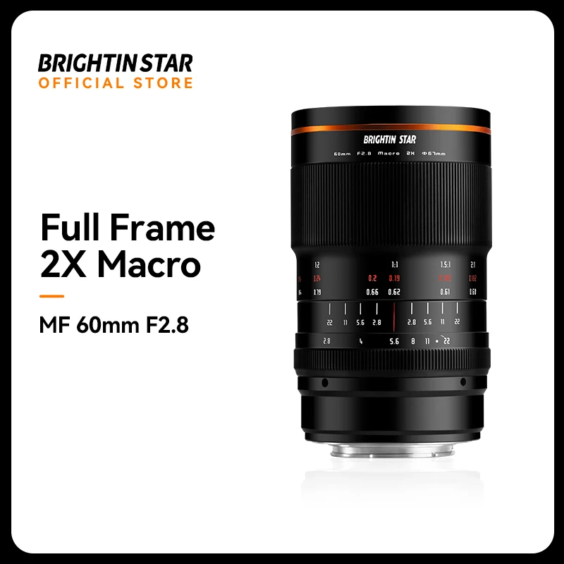 Brightin Star 60mm F2.8 II 2X Macro Magnification Manual Focus Mirrorless Camera Lens for Sony E, Canon RF,Nikon Z ,Fuji XF
Brightin Star 60mm F2.8 II 2X Macro Magnification Manual Focus Mirrorless Camera Lens for Sony E, Canon RF,Nikon Z ,Fuji XF