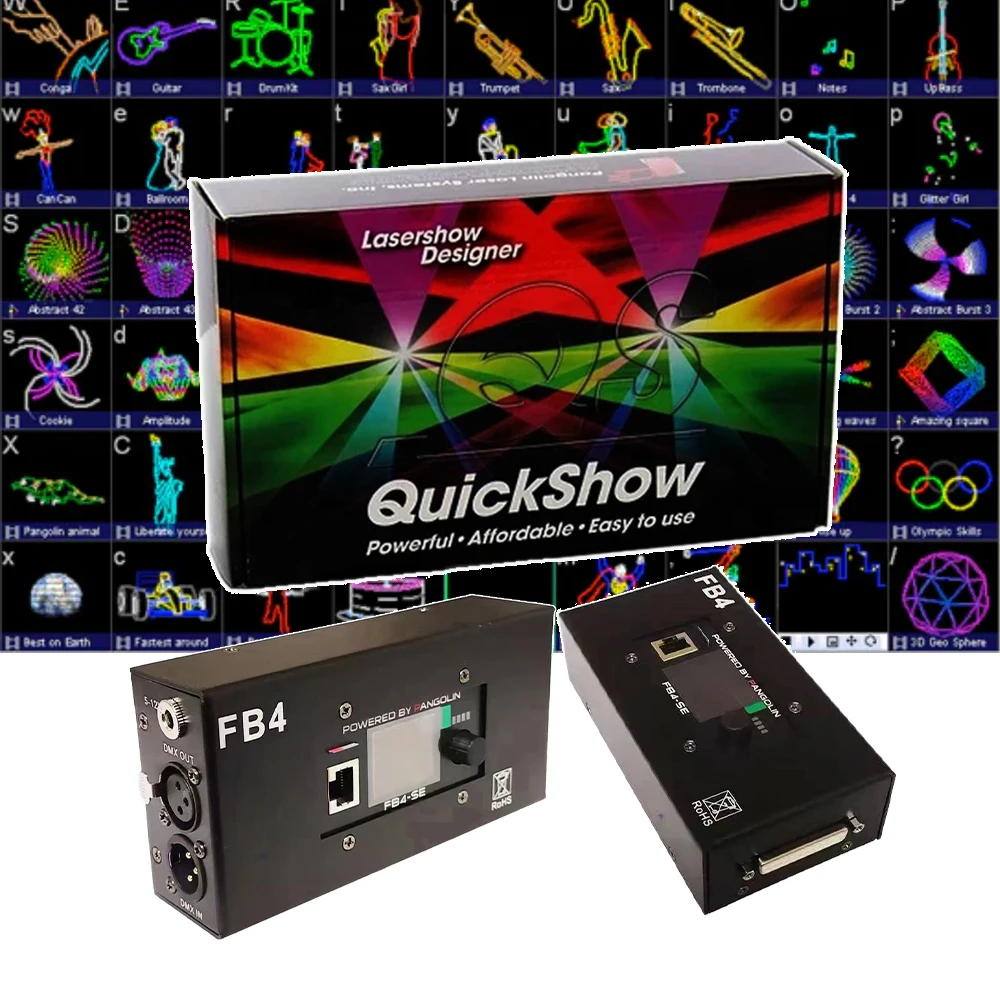 Программное обеспечение Quickshow FB4 Pangolin для внешнего лазерного проектирования DMX, пользовательский лучевой эффект, графические логотипы, тексты для дома, проектор для дискотеки, диджея
Программное обеспечение Quickshow FB4 Pangolin для внешнего лазерного проектирования DMX, пользовательский лучевой эффект, графические логотипы, тексты для дома, проектор для дискотеки, диджея
