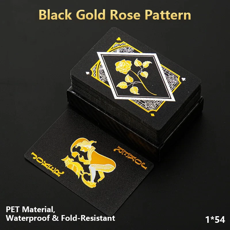 Black Gold Rose Pattern Waterproof Playing Card Set - Casual Holiday Gift Box PVC Cards Adult High-Value Gold Thickened Poker
Black Gold Rose Pattern Waterproof Playing Card Set - Casual Holiday Gift Box PVC Cards Adult High-Value Gold Thickened Poker