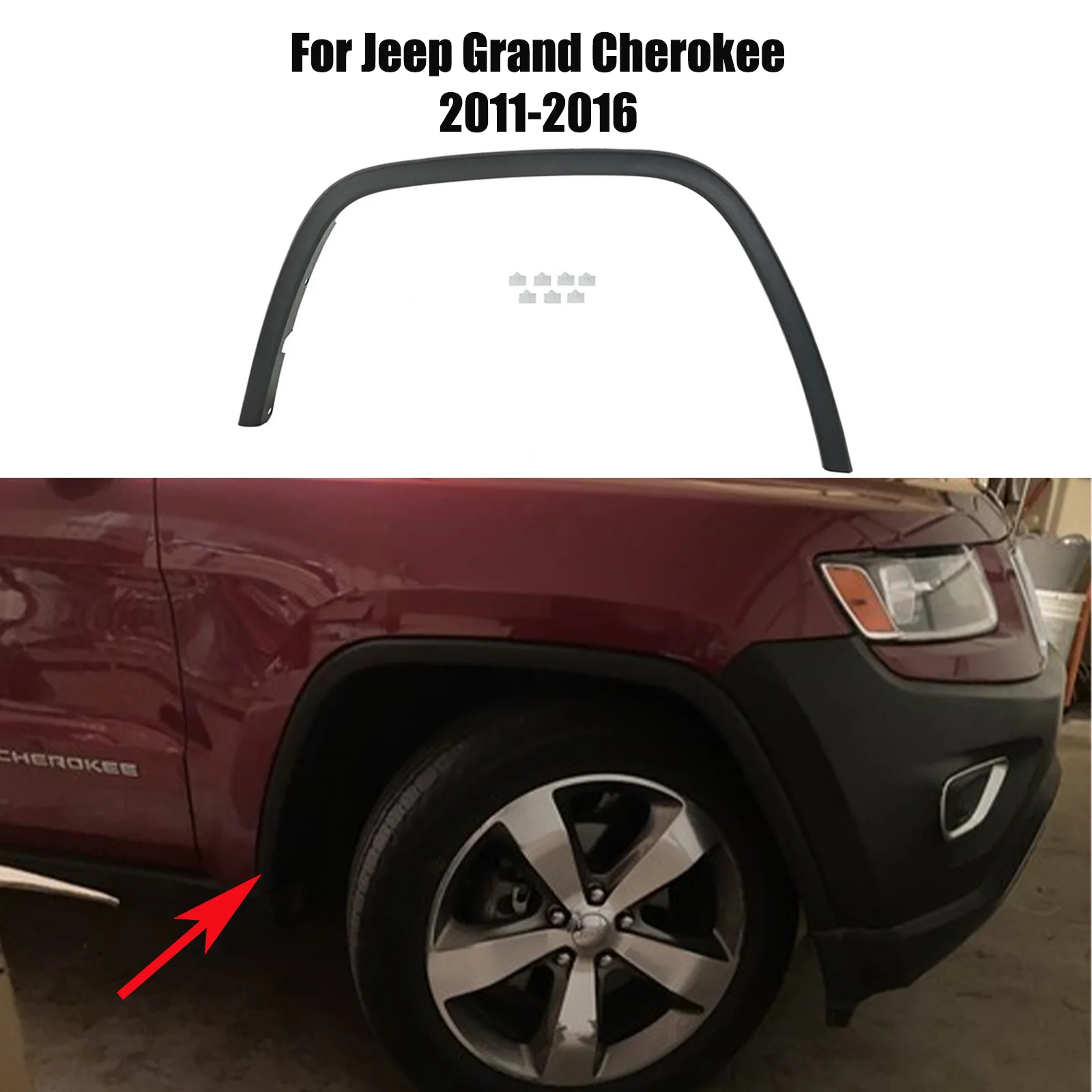 For 2011-2016 Jeep Grand Cherokee Front Fender Flare Wheel Arch Molding Eyebrow 1MP39RXFAE/CH1290106 1MP38RXFAE/CH1291106
For 2011-2016 Jeep Grand Cherokee Front Fender Flare Wheel Arch Molding Eyebrow 1MP39RXFAE/CH1290106 1MP38RXFAE/CH1291106