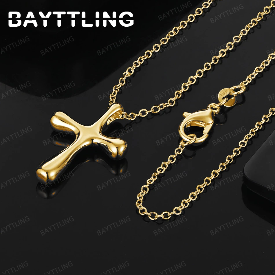925 Sterling Silver 18K Gold 16-30 Inch Exquisite Cross Pendant Necklace Women's Jewelry Wedding Gift Accessories
925 Sterling Silver 18K Gold 16-30 Inch Exquisite Cross Pendant Necklace Women's Jewelry Wedding Gift Accessories