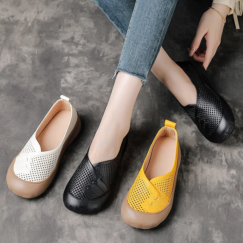 Real cowhide 2025 summer new women's leather shoes, breathable and non slip perforated shoes, sponge cake thick soled mother's s
Real cowhide 2025 summer new women's leather shoes, breathable and non slip perforated shoes, sponge cake thick soled mother's s