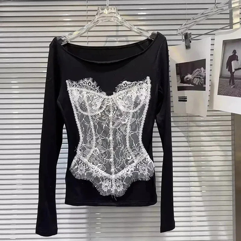 2025 Autumn New Item Niche Lace Patchwork Design Long Sleeved T-shirt for Women Fashion Versatile O-neck Tops
2025 Autumn New Item Niche Lace Patchwork Design Long Sleeved T-shirt for Women Fashion Versatile O-neck Tops