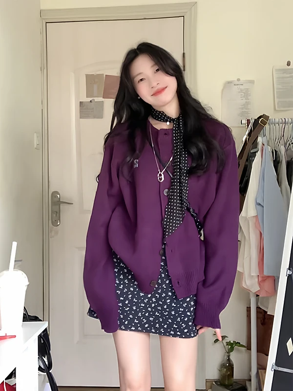 Thiened фиолетовый свитер с мехом енота, кардиган, женская осенне-зимняя верхняя одежда, мягкий уютный вязаный топ Lazy Sle
Thiened фиолетовый свитер с мехом енота, кардиган, женская осенне-зимняя верхняя одежда, мягкий уютный вязаный топ Lazy Sle