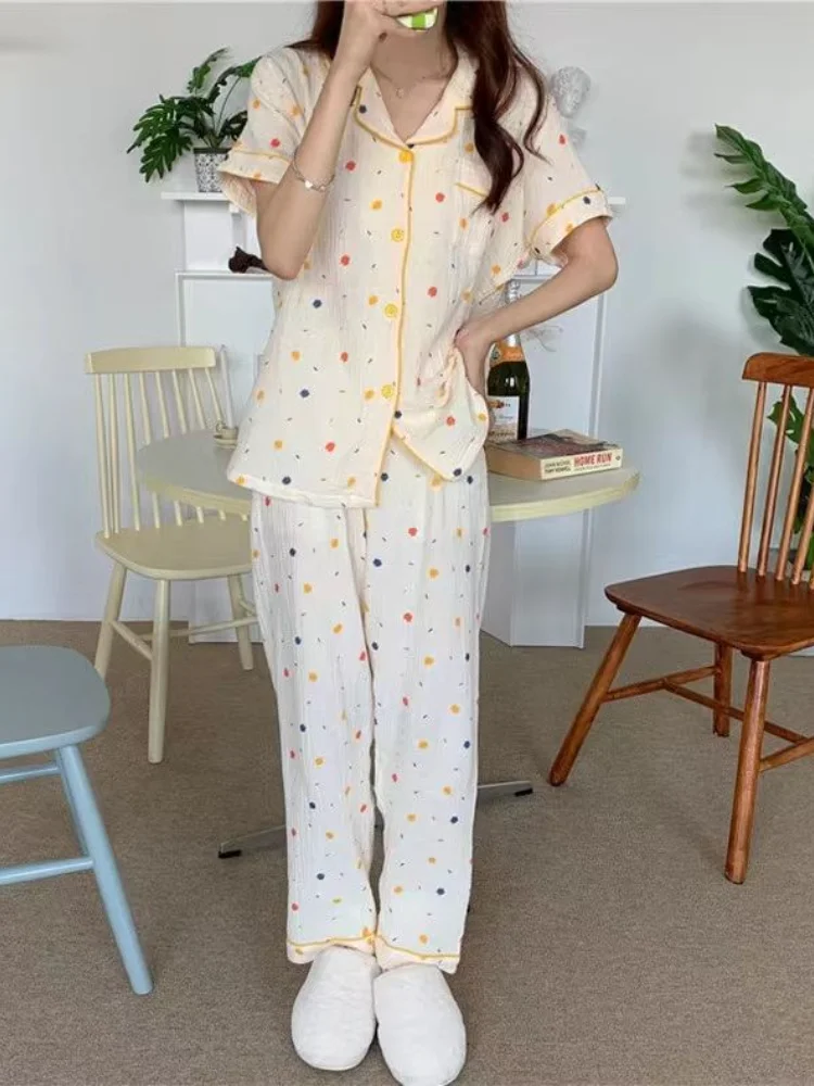 Woman Pajamas Pure Cotton Spring Summer Ins Short Sleeves Pants Shorts Sleepwear Girl Cute Wear Outside Student Lounge Clothes
Woman Pajamas Pure Cotton Spring Summer Ins Short Sleeves Pants Shorts Sleepwear Girl Cute Wear Outside Student Lounge Clothes