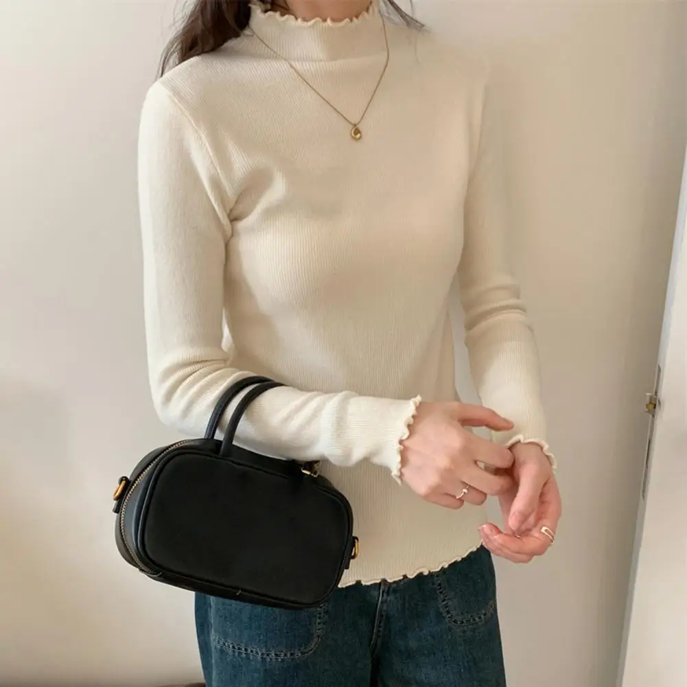 Women Knitted Sweater Elegant Knitting Tops with Sheer Trim Half-high Collar Slim Fit Design Stylish Solid Color Long for Women
Women Knitted Sweater Elegant Knitting Tops with Sheer Trim Half-high Collar Slim Fit Design Stylish Solid Color Long for Women