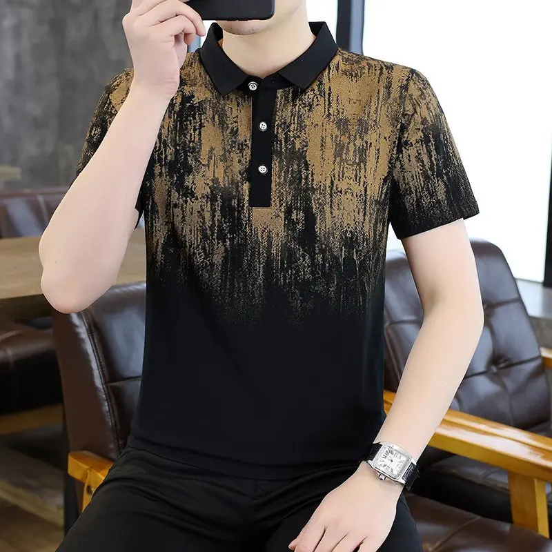Summer Gradient Print Polo Shirts Men Korean Slim Fit Casual Lapel T-shirt Fashion Short Sleeve Business Social Polo T-shirts
Summer Gradient Print Polo Shirts Men Korean Slim Fit Casual Lapel T-shirt Fashion Short Sleeve Business Social Polo T-shirts