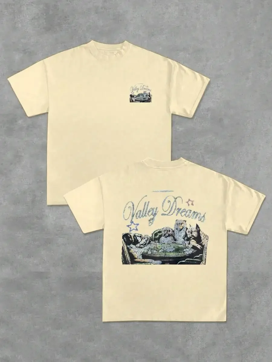 Mens Casual Short Sleeve Cotton Tee With Digital Print Vintage Style
Mens Casual Short Sleeve Cotton Tee With Digital Print Vintage Style