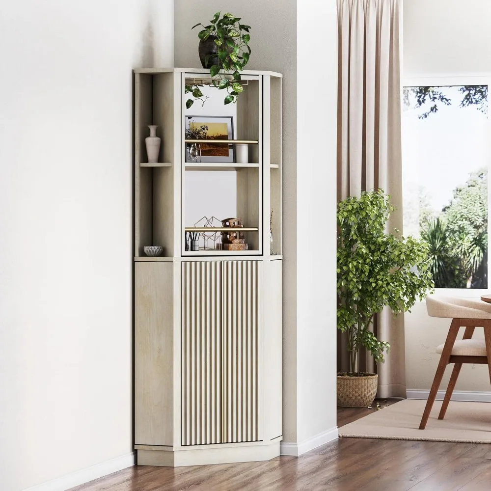 68" Tall Farmhouse Wine Cabinet with Rotating Wine Rack, Corner Bar Cabinet,for Dining Room, Living Room & Kitchen - White Sand
68" Tall Farmhouse Wine Cabinet with Rotating Wine Rack, Corner Bar Cabinet,for Dining Room, Living Room & Kitchen - White Sand