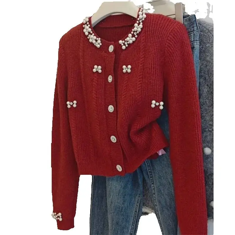 Autumn Winter Short Cardigan Sweater Women 2024 New Fashion Loose Casual Knitwear Nail Bead Round Collar Button Outerwear Female
Autumn Winter Short Cardigan Sweater Women 2024 New Fashion Loose Casual Knitwear Nail Bead Round Collar Button Outerwear Female