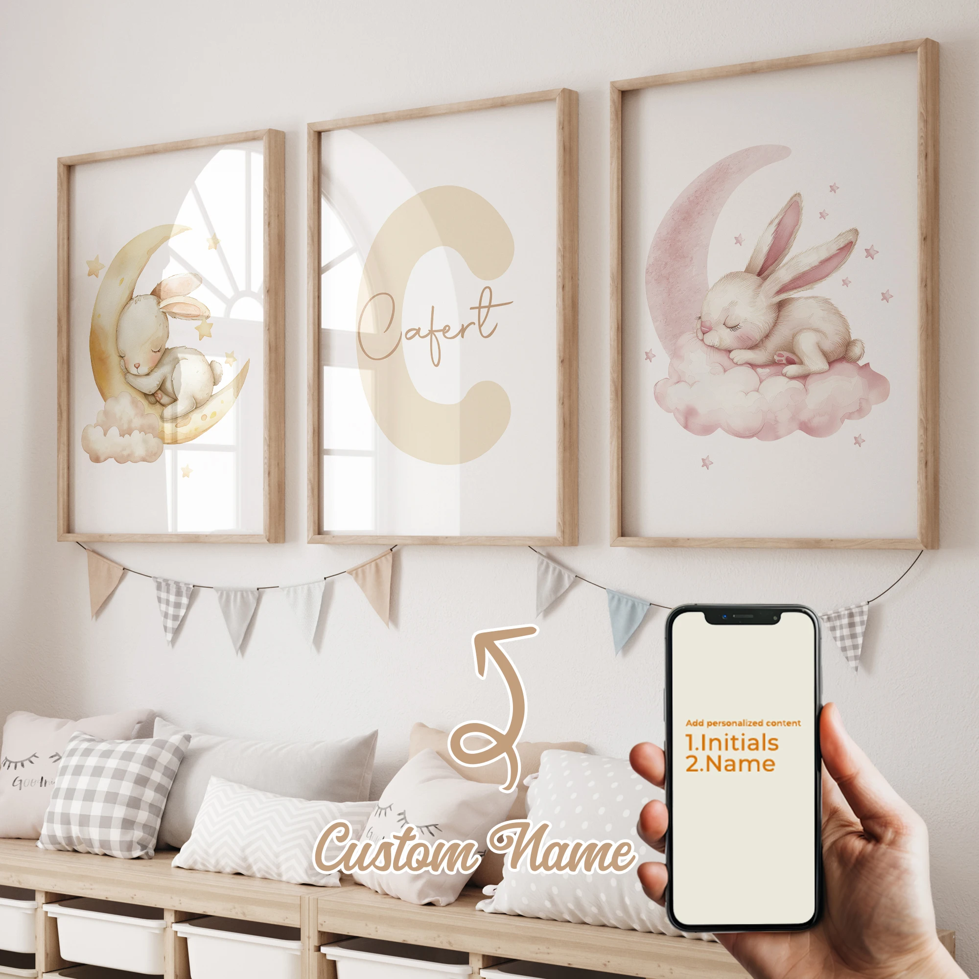 3pcs Personalized Name Custom Cute Pink And Yellow Rabbits Sleeping Moon Wall Art Print Picture Living Room Kids Room Home Decor
3pcs Personalized Name Custom Cute Pink And Yellow Rabbits Sleeping Moon Wall Art Print Picture Living Room Kids Room Home Decor