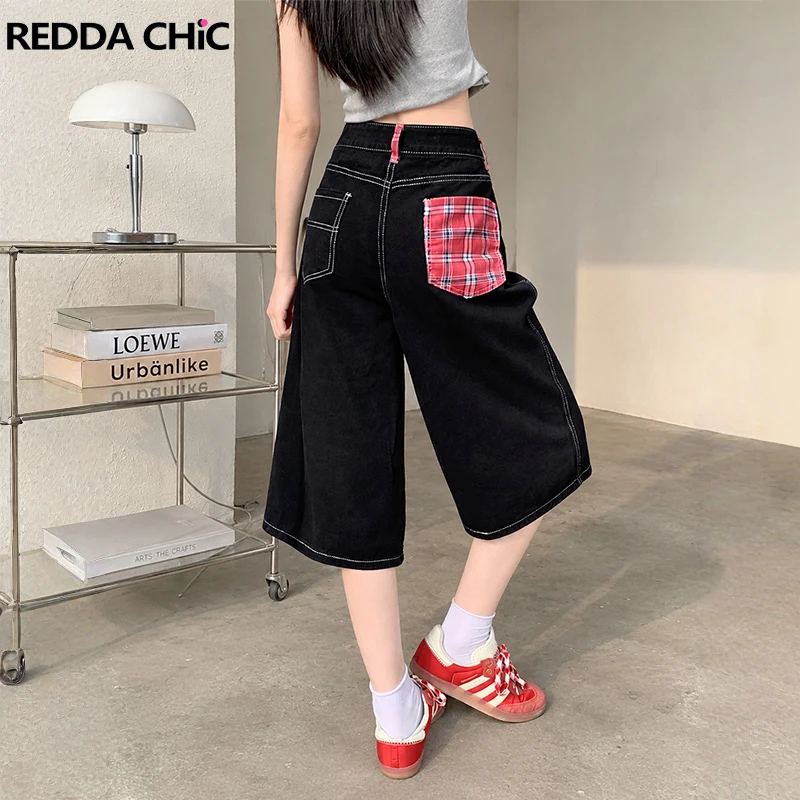 ReddaChic Low Rise Baggy Women's Jean Shorts Emo Summer Black Plain Stitch Straight Denim Bermuda Shorts Punk Vintage Streetwear
ReddaChic Low Rise Baggy Women's Jean Shorts Emo Summer Black Plain Stitch Straight Denim Bermuda Shorts Punk Vintage Streetwear
