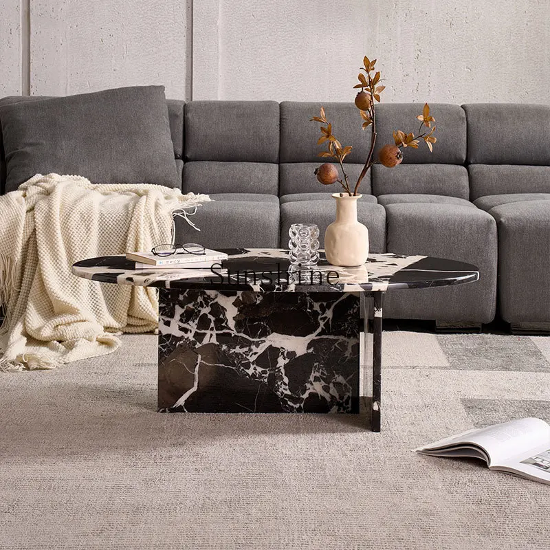 Oval living room household high-end light luxury natural marble coffee table
Oval living room household high-end light luxury natural marble coffee table