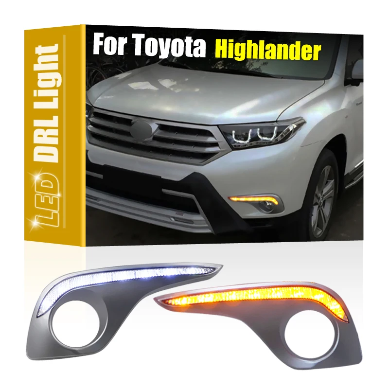 Front Fog Lamp Cover With LED DRL Daytime Running Light Turn Signal Indicator For Toyota Highlander 2012 2013 2014
Front Fog Lamp Cover With LED DRL Daytime Running Light Turn Signal Indicator For Toyota Highlander 2012 2013 2014