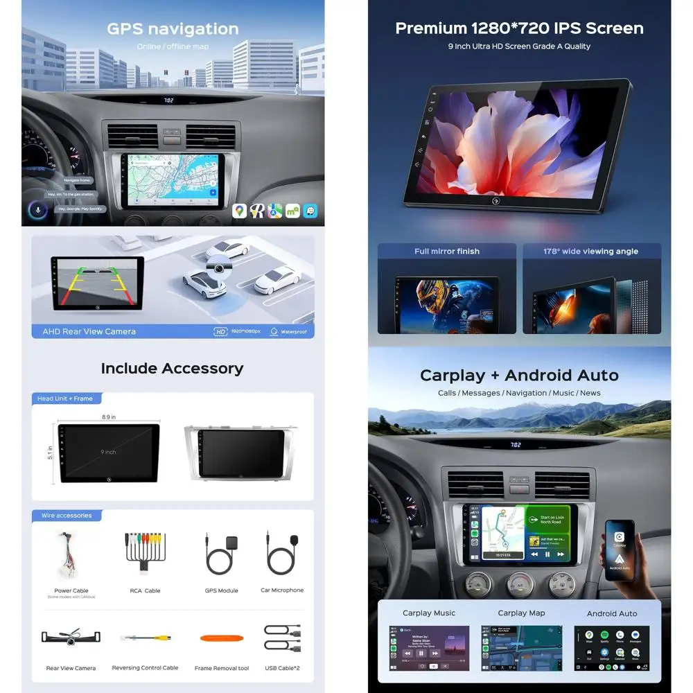 9-дюймовый автомобильный радиоприемник для Toyota Camry 2007 2008 2009 2010 2011, обновление 2G + 64G IPS HD сенсорный экран беспроводной CarPlay Android Au
9-дюймовый автомобильный радиоприемник для Toyota Camry 2007 2008 2009 2010 2011, обновление 2G + 64G IPS HD сенсорный экран беспроводной CarPlay Android Au