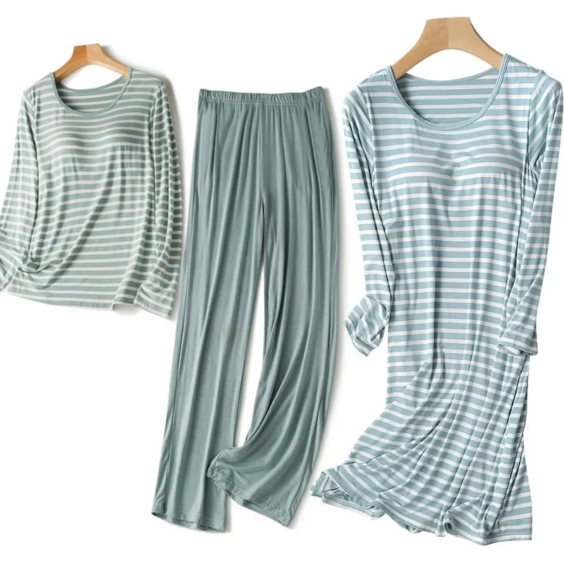Plus Size Chest Pad Sleep Suit Women 3PCS Nighties Spring Long Tops Trousers Suit Nightdress Pyjamas Lounge Wear Outside Clothes
Plus Size Chest Pad Sleep Suit Women 3PCS Nighties Spring Long Tops Trousers Suit Nightdress Pyjamas Lounge Wear Outside Clothes