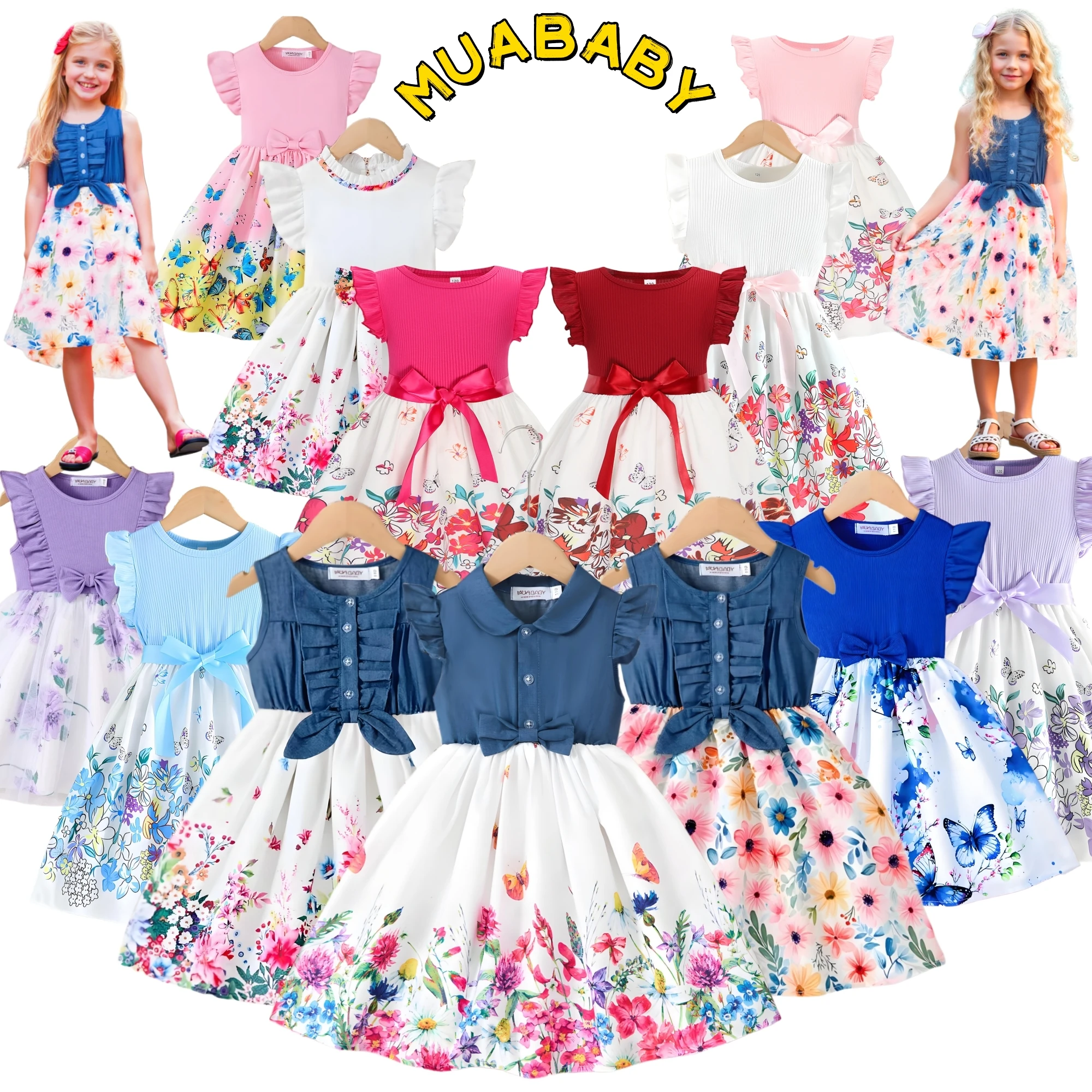Girls Casual Dress Summer Sweet Flying Sleeves Sleeveless Splicing Flower Butterfly Pattern Ornament Baby Children Clothes 2-10Y
Girls Casual Dress Summer Sweet Flying Sleeves Sleeveless Splicing Flower Butterfly Pattern Ornament Baby Children Clothes 2-10Y