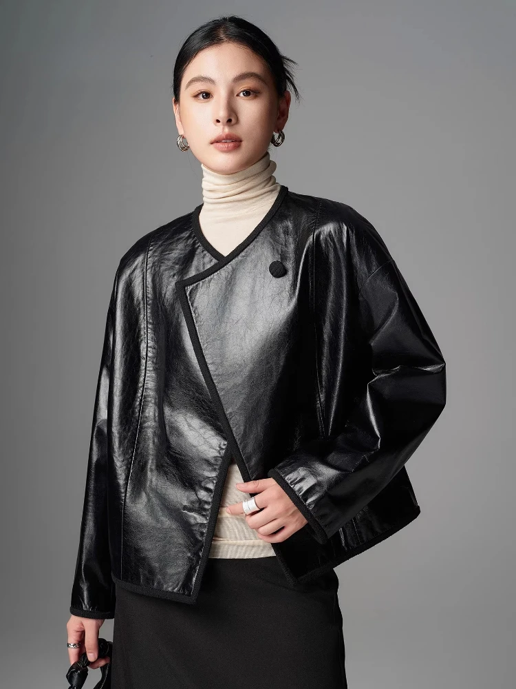 Casual Short Genuine Leather Jackets for Women Spring Autumn 2026 High-end Simple V-neck Soft Black Oil Wax Real Sheepskin Coat
Casual Short Genuine Leather Jackets for Women Spring Autumn 2026 High-end Simple V-neck Soft Black Oil Wax Real Sheepskin Coat