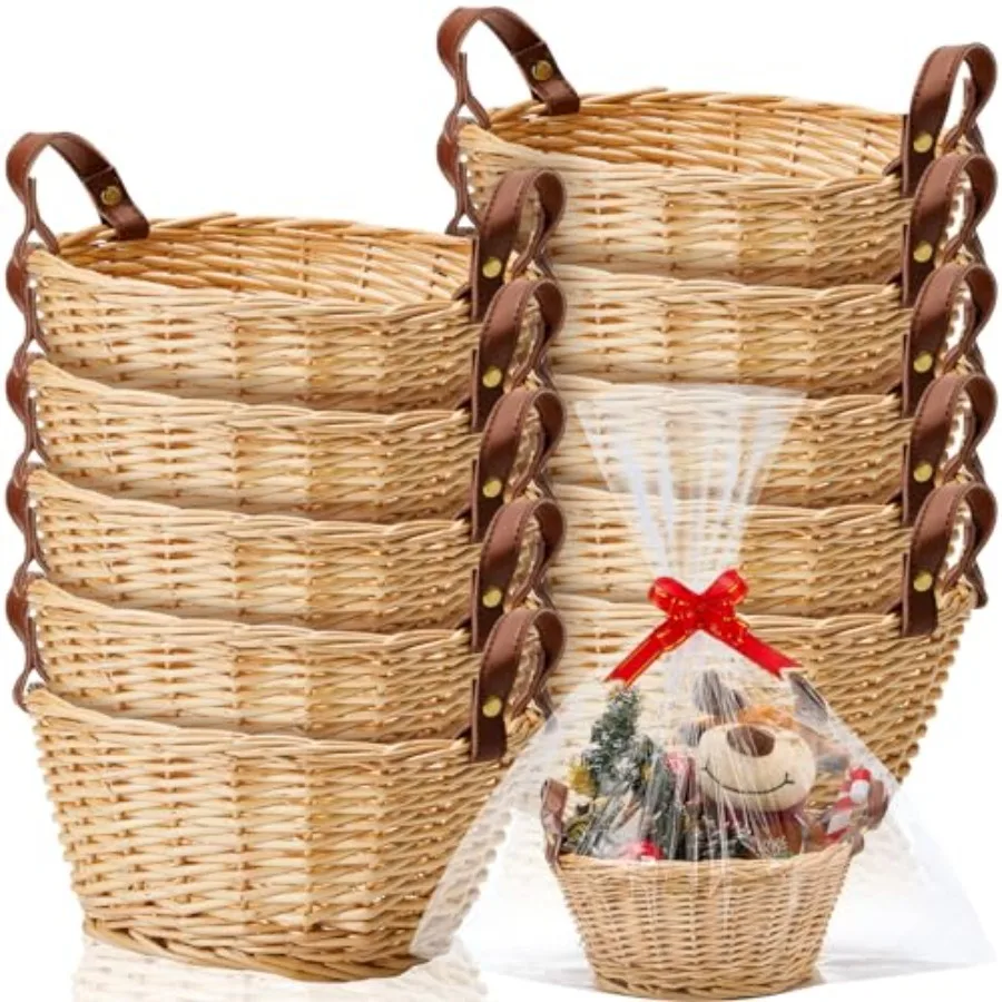 10 Pcs Small Wicker Basket for Gifts Empty to Fill Chocolate Nuts Cookies Fruits with Handle Clear Cellophane Wrap Bags and Red
10 Pcs Small Wicker Basket for Gifts Empty to Fill Chocolate Nuts Cookies Fruits with Handle Clear Cellophane Wrap Bags and Red