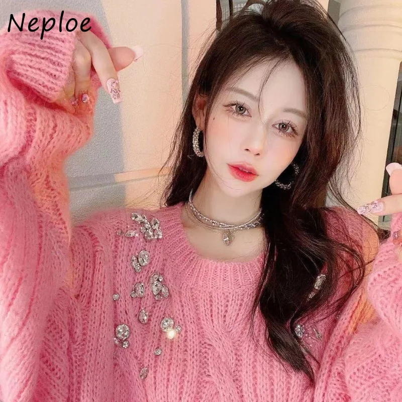 Модные свитера Neploe в Корейском стиле с бисером, Новинка осени 2024, свободные топы с круглым вырезом, Женский вязаный пуловер с длинным рукавом Y2k 
Модные свитера Neploe в Корейском стиле с бисером, Новинка осени 2024, свободные топы с круглым вырезом, Женский вязаный пуловер с длинным рукавом Y2k