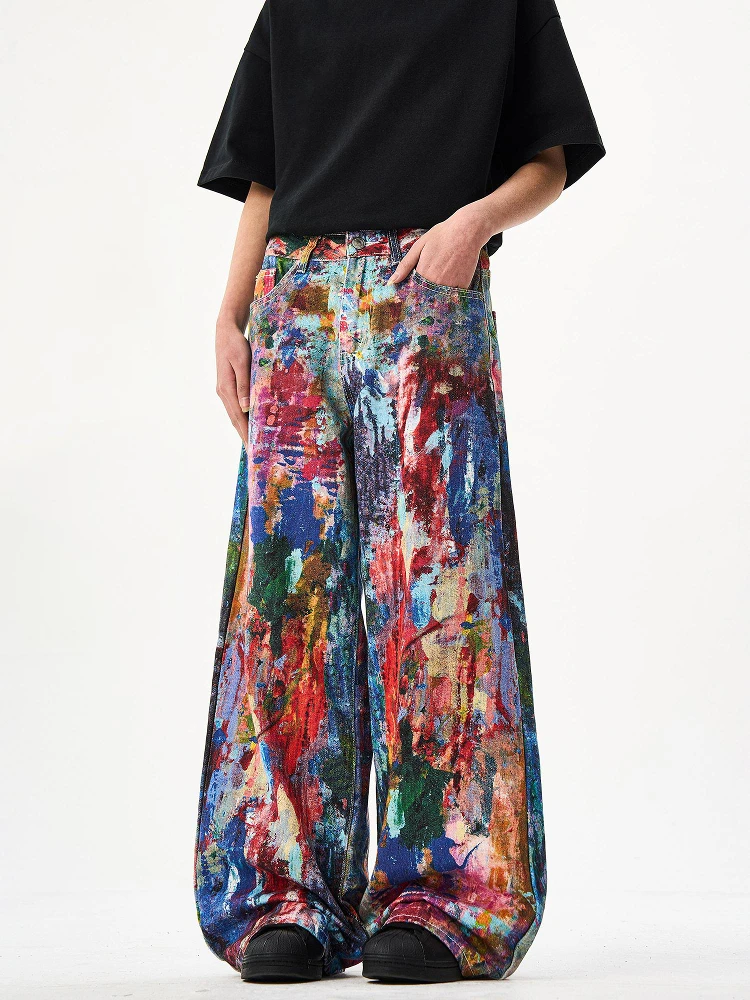 Retro American Paint Print Denim Jeans Loose Wide Leg Men's Women's Faionable Casual Wear Resistant Multi-ket High Waist
Retro American Paint Print Denim Jeans Loose Wide Leg Men's Women's Faionable Casual Wear Resistant Multi-ket High Waist