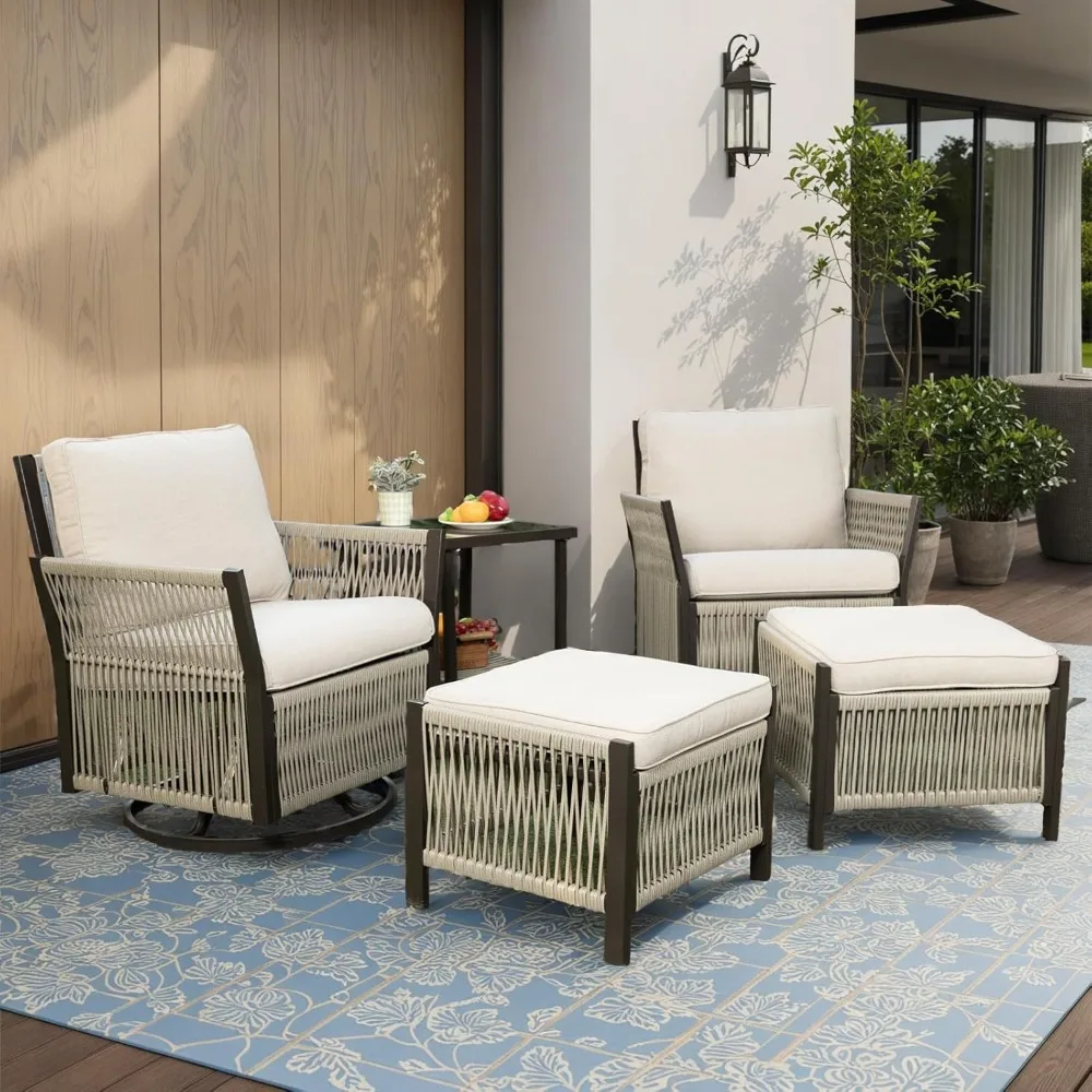 Wicker Outdoor Patio Furniture Set, 5 Piece Patio Conversation Set with Swivel Rocker Chairs, Ottomans and Coffee Table for Gard
Wicker Outdoor Patio Furniture Set, 5 Piece Patio Conversation Set with Swivel Rocker Chairs, Ottomans and Coffee Table for Gard