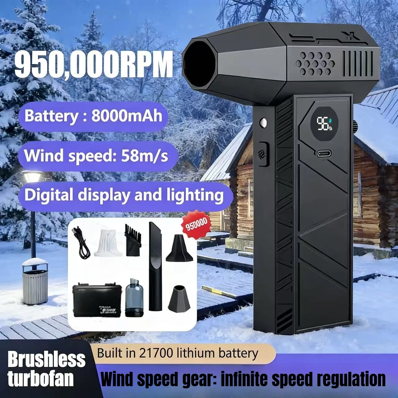 Высокоскоростной турбо-сильный вентилятор 950000 об/мин C6, бесщеточный двигатель, 53 м/с, ручной пылесос для чистки автомобиля, выдувания пыли
Высокоскоростной турбо-сильный вентилятор 950000 об/мин C6, бесщеточный двигатель, 53 м/с, ручной пылесос для чистки автомобиля, выдувания пыли