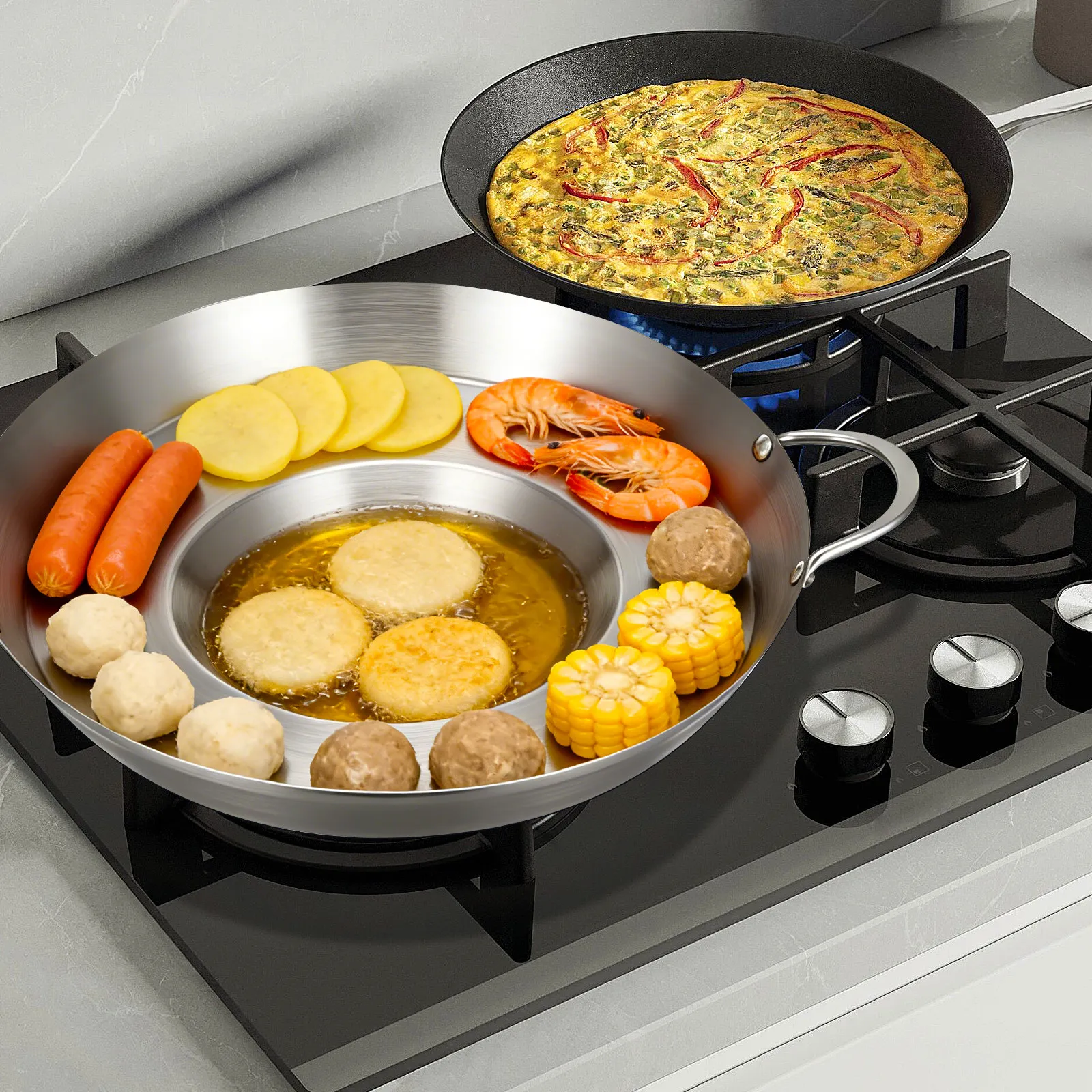 Stainless Steel Flat Frying Pan Non-Stick Strong Handle Even Heat Distribution for Kitchen Camping Outdoor Cooking Frying Pan
Stainless Steel Flat Frying Pan Non-Stick Strong Handle Even Heat Distribution for Kitchen Camping Outdoor Cooking Frying Pan