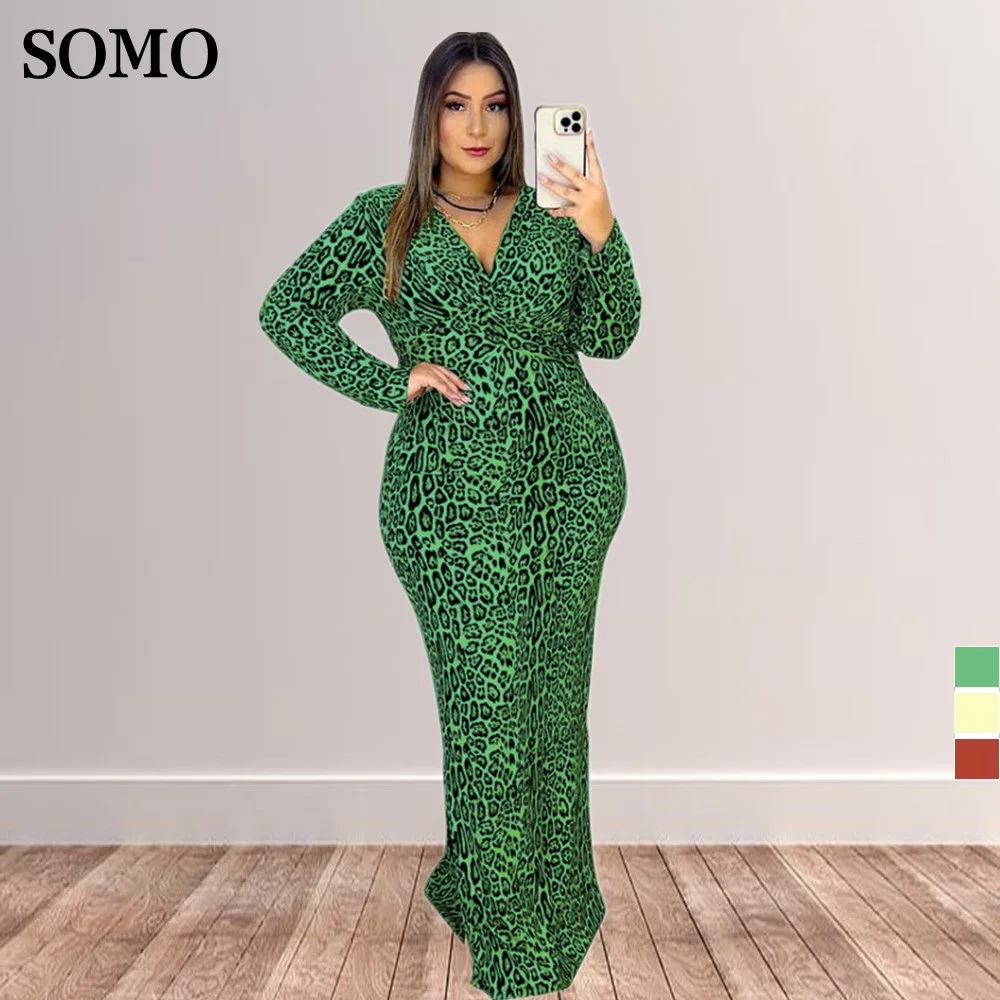 SOMO Full Sleeve 2022 Leopard Print Party Dresses Women Sexy V Neck Plus Size Clothing Slim Long Dress Wholesale Dropshipping
SOMO Full Sleeve 2022 Leopard Print Party Dresses Women Sexy V Neck Plus Size Clothing Slim Long Dress Wholesale Dropshipping