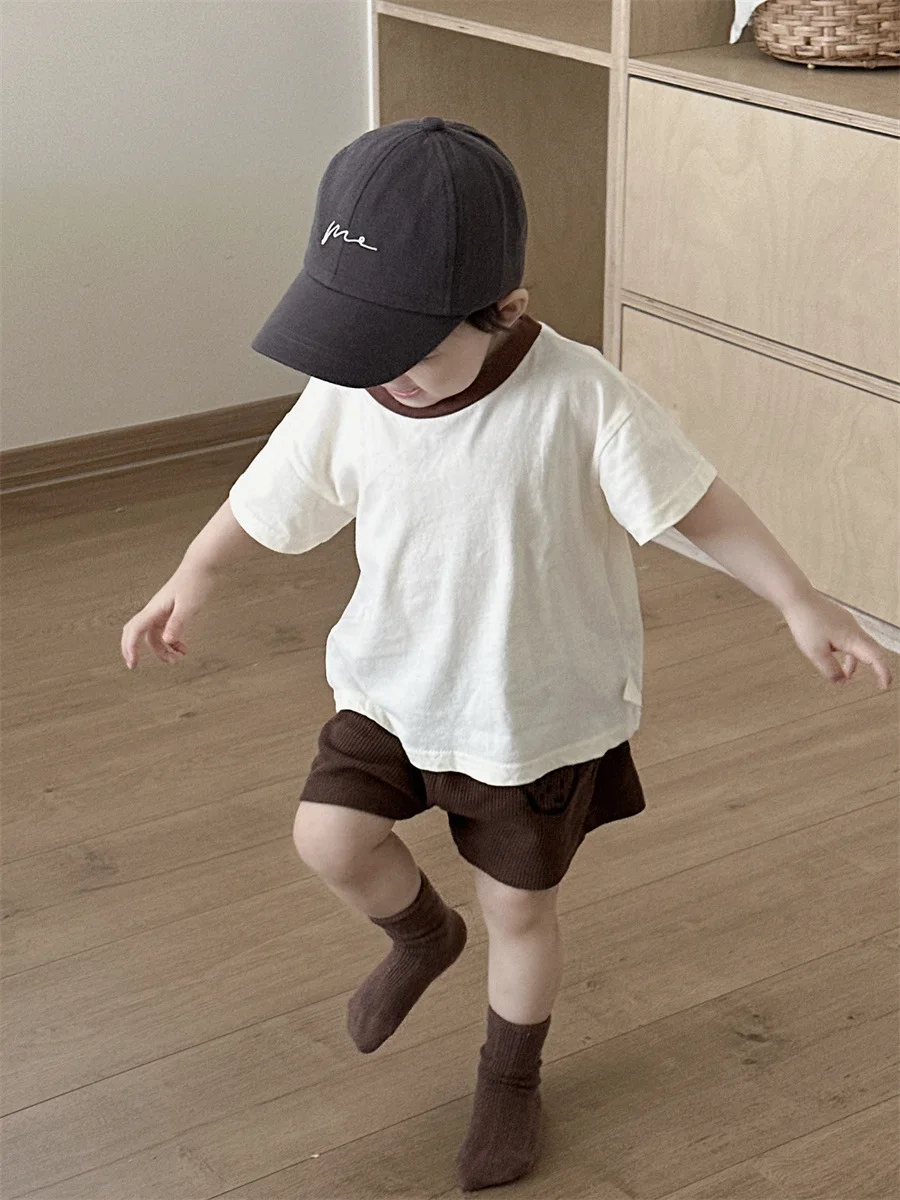 Summer Short Sleeve Suit Thin Baby Summer Korean Baby Contrast Color T-shirt Shorts Suit
Summer Short Sleeve Suit Thin Baby Summer Korean Baby Contrast Color T-shirt Shorts Suit