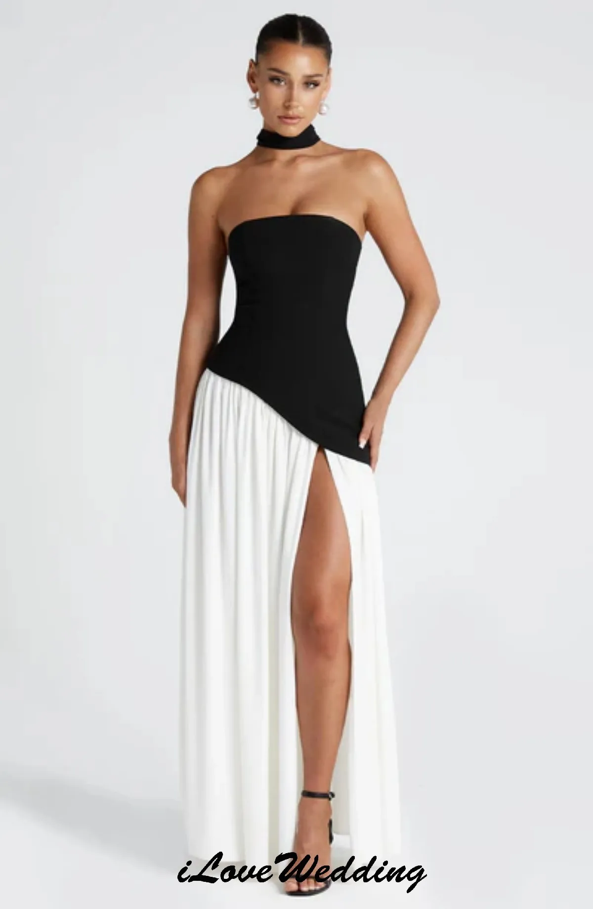 Evening Dresses Black&White Wedding Party Dress For Woman Halter Sleeveless Elegant Prom Dress Open Back Criss-Cross Customized
Evening Dresses Black&White Wedding Party Dress For Woman Halter Sleeveless Elegant Prom Dress Open Back Criss-Cross Customized