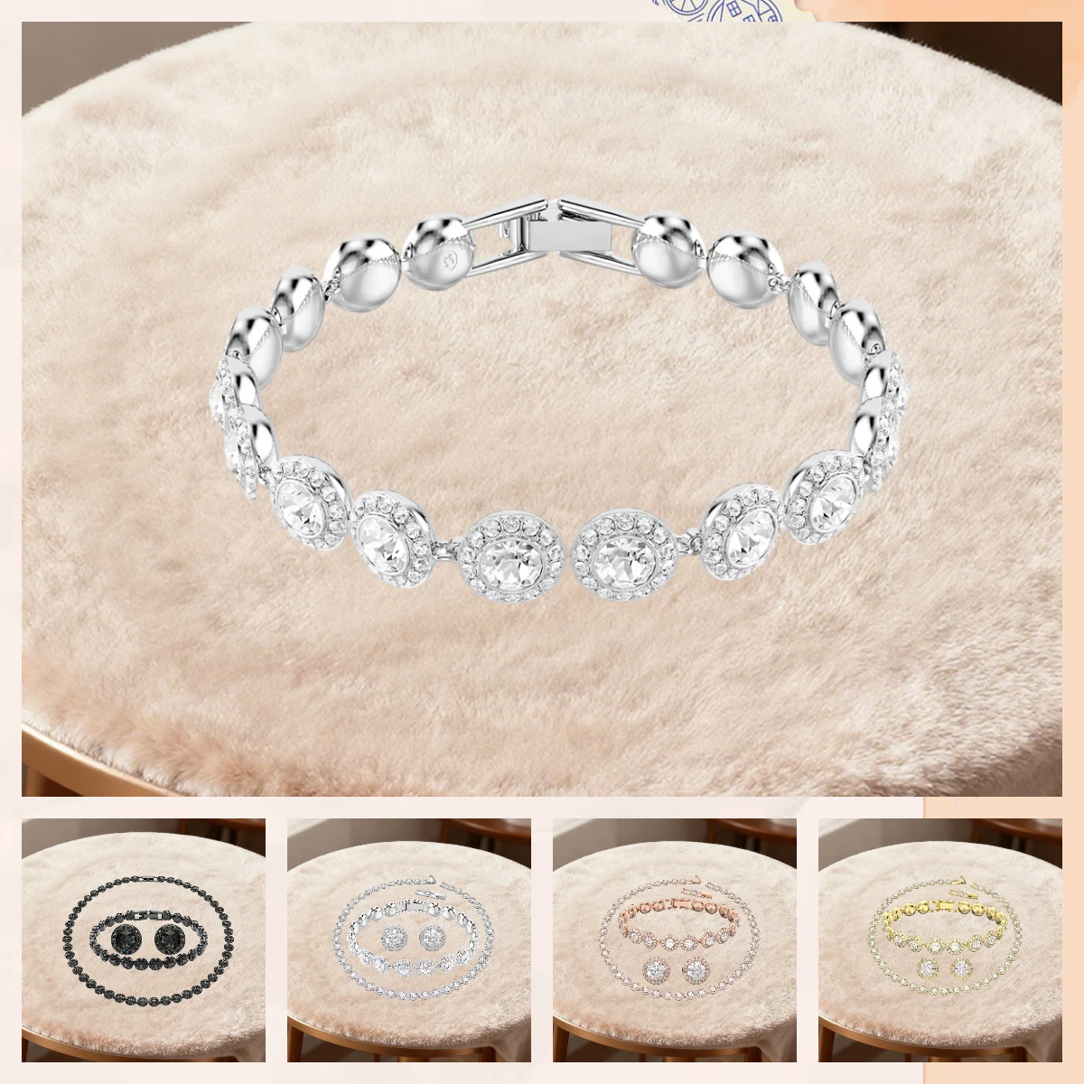 Múltiples conjuntos de joyería de ángel con tachuelas de diamantes, combinación de collares, pulseras y aretesque muestran lujo.
Múltiples conjuntos de joyería de ángel con tachuelas de diamantes, combinación de collares, pulseras y aretesque muestran lujo.