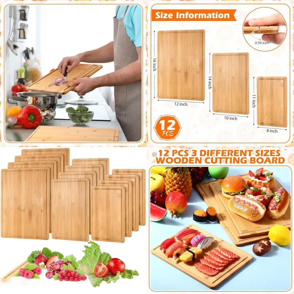 Kitchen Bamboo Charcuterie Set - 3-Piece Cutting Boards for Meat, Cheese, Fruit, Housewarming Gifts, Sizes 16x12, 14x10, 11x8 In
Kitchen Bamboo Charcuterie Set - 3-Piece Cutting Boards for Meat, Cheese, Fruit, Housewarming Gifts, Sizes 16x12, 14x10, 11x8 In