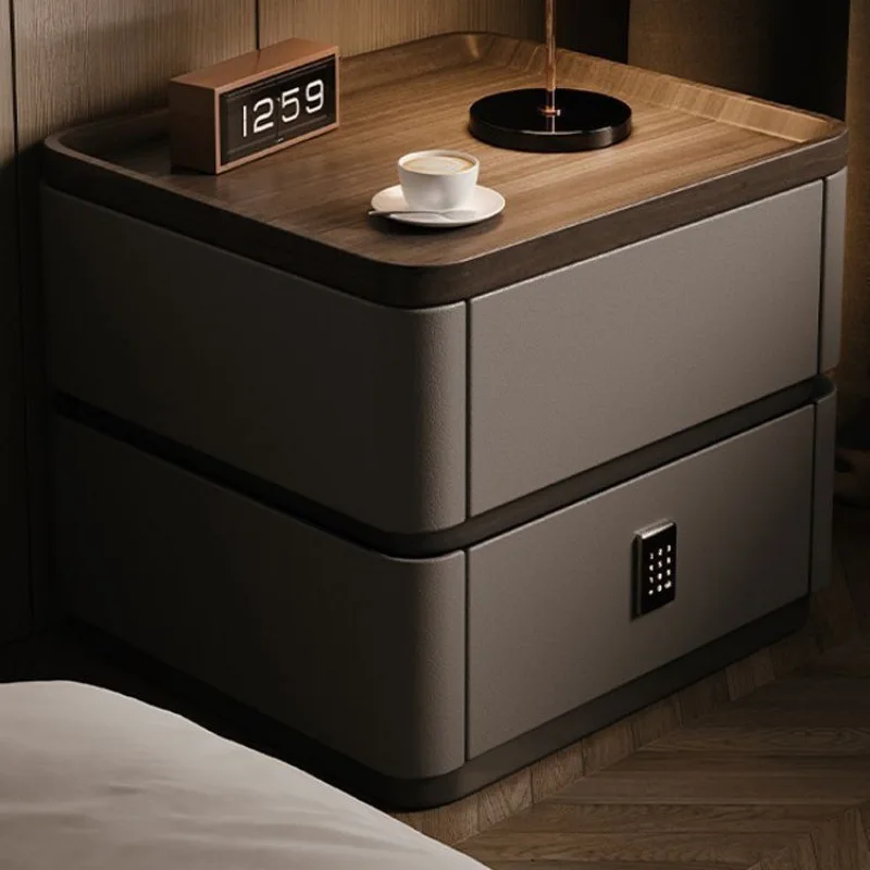 Bedside table, with lock, modern, simple, Italian, minimalist, solid wood, storage, household, light luxury 
Bedside table, with lock, modern, simple, Italian, minimalist, solid wood, storage, household, light luxury