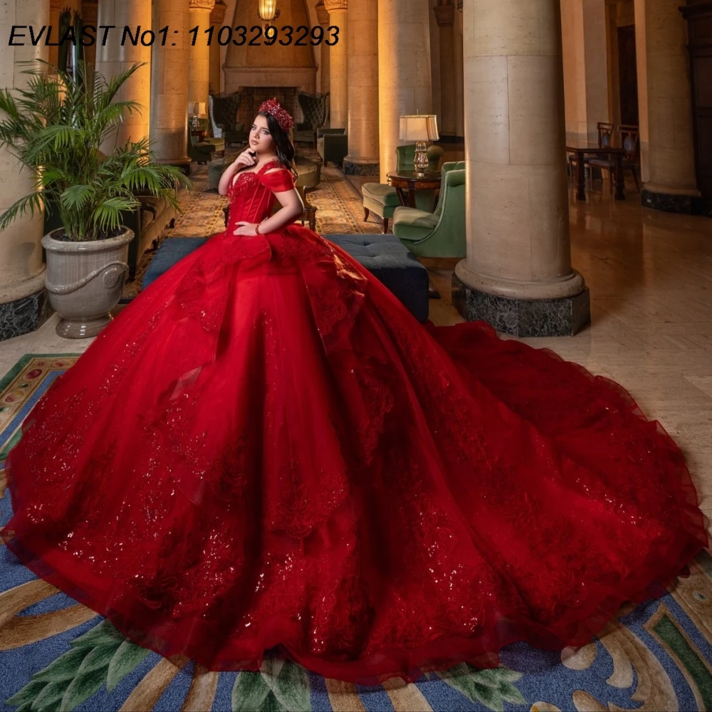 EVLAST блестящее красное платье Quinceanera по индивидуальному заказу, бальное платье с блестящей кружевной аппликацией и бантом из бисера, Sweet 16, Vestidos De 15 Anos E1QN676
EVLAST блестящее красное платье Quinceanera по индивидуальному заказу, бальное платье с блестящей кружевной аппликацией и бантом из бисера, Sweet 16, Vestidos De 15 Anos E1QN676