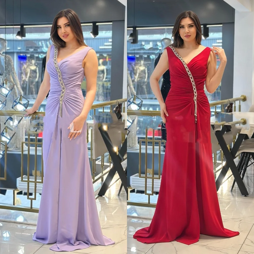 Customized Jersey Pleat Sequined A-line V-neck Long Dresses Bespoke Occasion Elegant Simple Sizes Available
Customized Jersey Pleat Sequined A-line V-neck Long Dresses Bespoke Occasion Elegant Simple Sizes Available