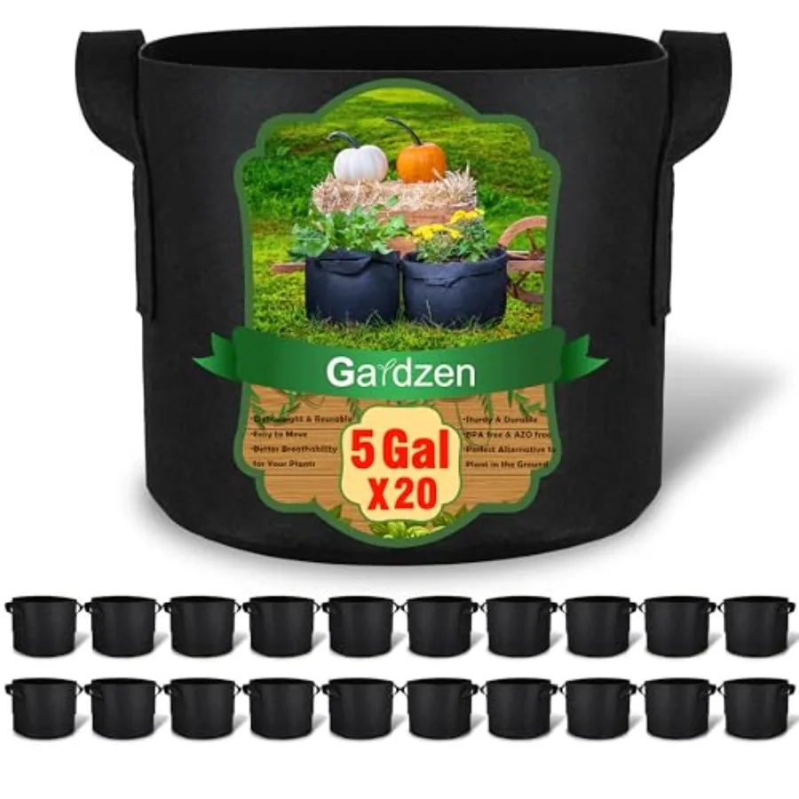5 Gallon Grow Bags, 300G Thickened Aeration Fabric Pots with Handles, Heavy Duty Plant Bags for Plants for Indoor and Outdoor U
5 Gallon Grow Bags, 300G Thickened Aeration Fabric Pots with Handles, Heavy Duty Plant Bags for Plants for Indoor and Outdoor U